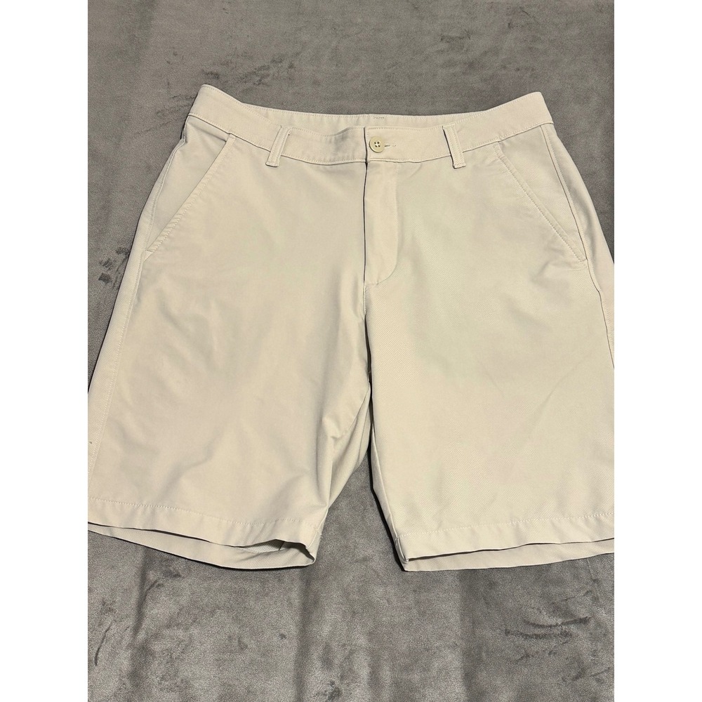 Under Armour Mens Golf Shorts Tan Khaki Performance Flat Front 32